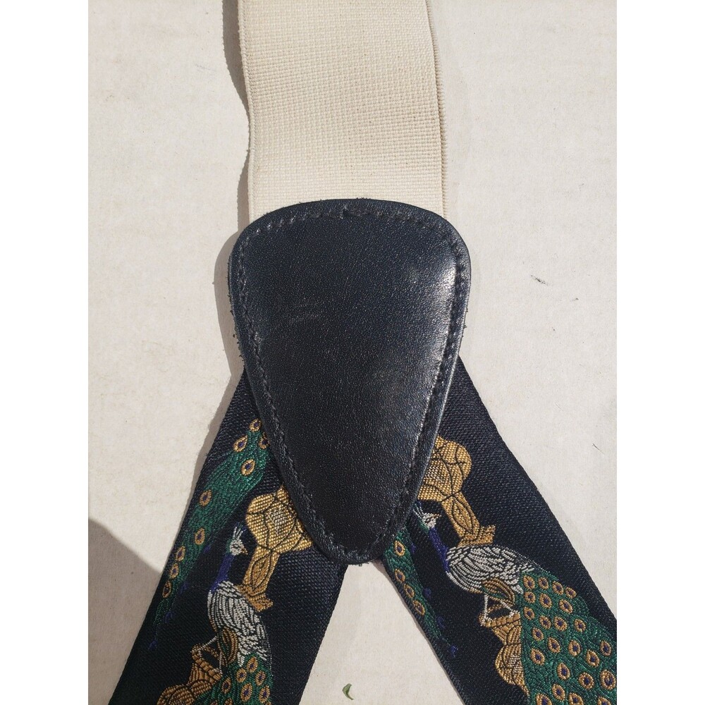 Trafalgar VG authentic black peacock urn feathers silk leather braces suspenders - Picture 7 of 16
